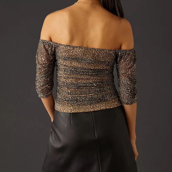 Anthropologie Shirred Mesh Top - Picture 3 of 4